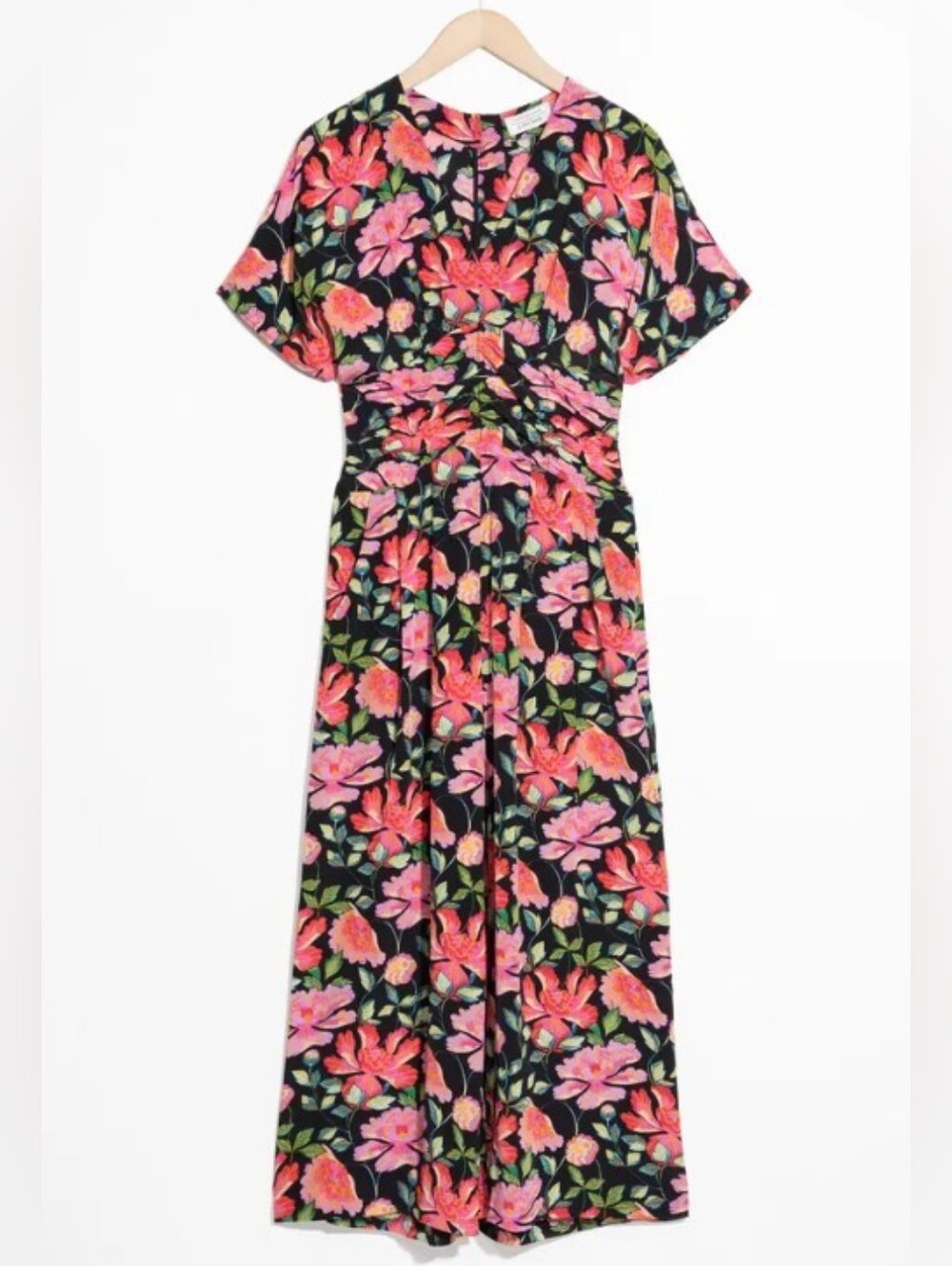 & Other Stories Multicolor Peony Print Ruched Waist Jumpsuit Size 2